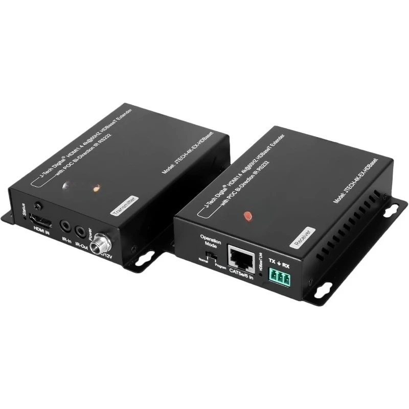 4K HDBaseT HDMI Extender Over Cat5e/6 Ethernet up to 230ft (1080P) 130ft (4K), Supports HDCP 2.2/1.4, RS232