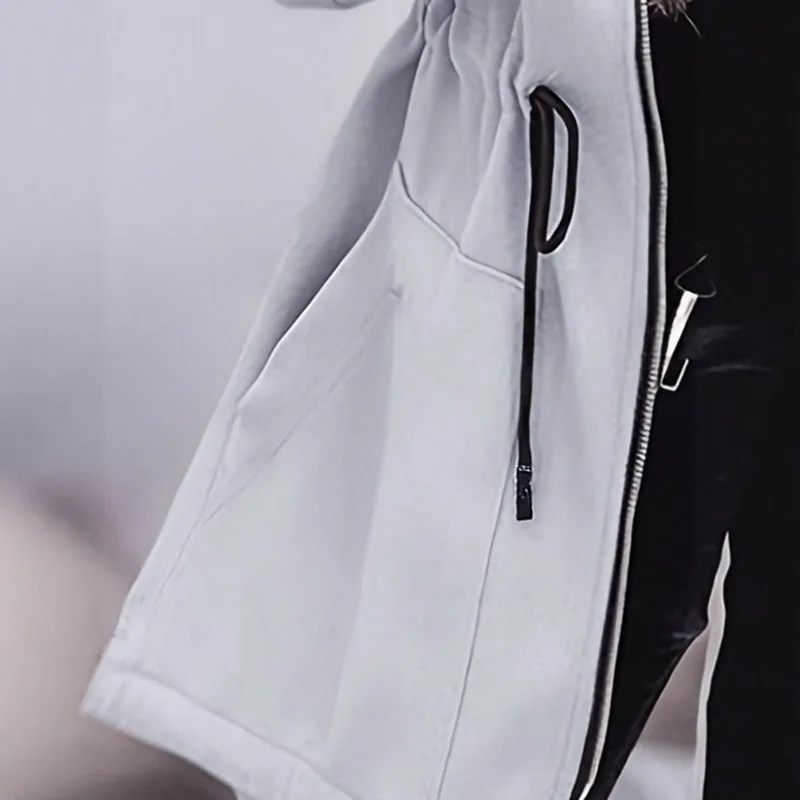 Fall/Winter 2025 Solid Color Drawstring Zipper Pocket Women's Casual Spring Fall Hooded Jacket