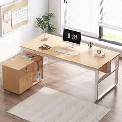 Modern Home Office Computer Desk Corner Desk with 3 Drawers and 2 Shelves 55 Inch Large L-Shaped Study Writing Table Storage