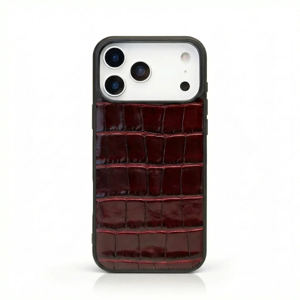 Luksusowe etui na telefon z włoskiej skóry z wzorem krokodyla, z możliwością personalizacji imieniem, do iPhone 16 14 15 17 18 Pro Max – idealny prezent dla przyjaciela. — zdjęcie produktu 7