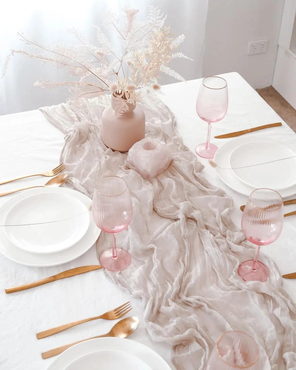 10PCS Retro Boho Gauze Table Runner Semi-Sheer Vintage Wedding Decoration Kitchen Dinner Tablecloth for New Year's Dining