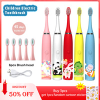 Sonic Electric Toothbrush Cartoon Kids With Cleaning brush Ultrasonic IPX7 Waterproof Rechargeable Timer Brush for Children's