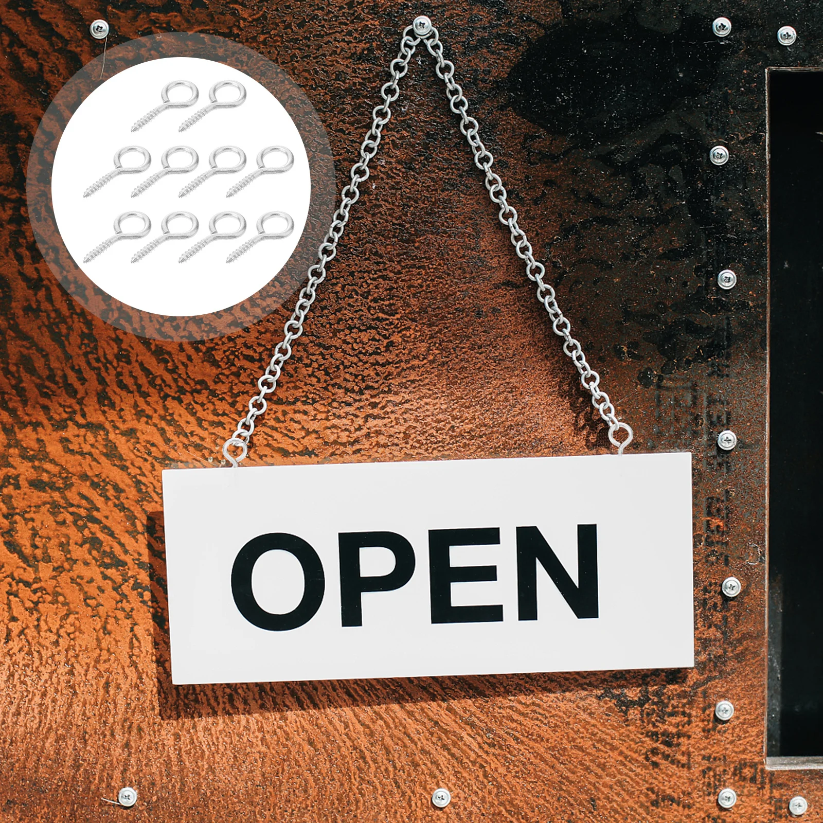 10pcs Heavy Duty Durable Metal Screw Hooks Self-Tapping Rustproof For Wood Lifting Suspension Home Office Hardware