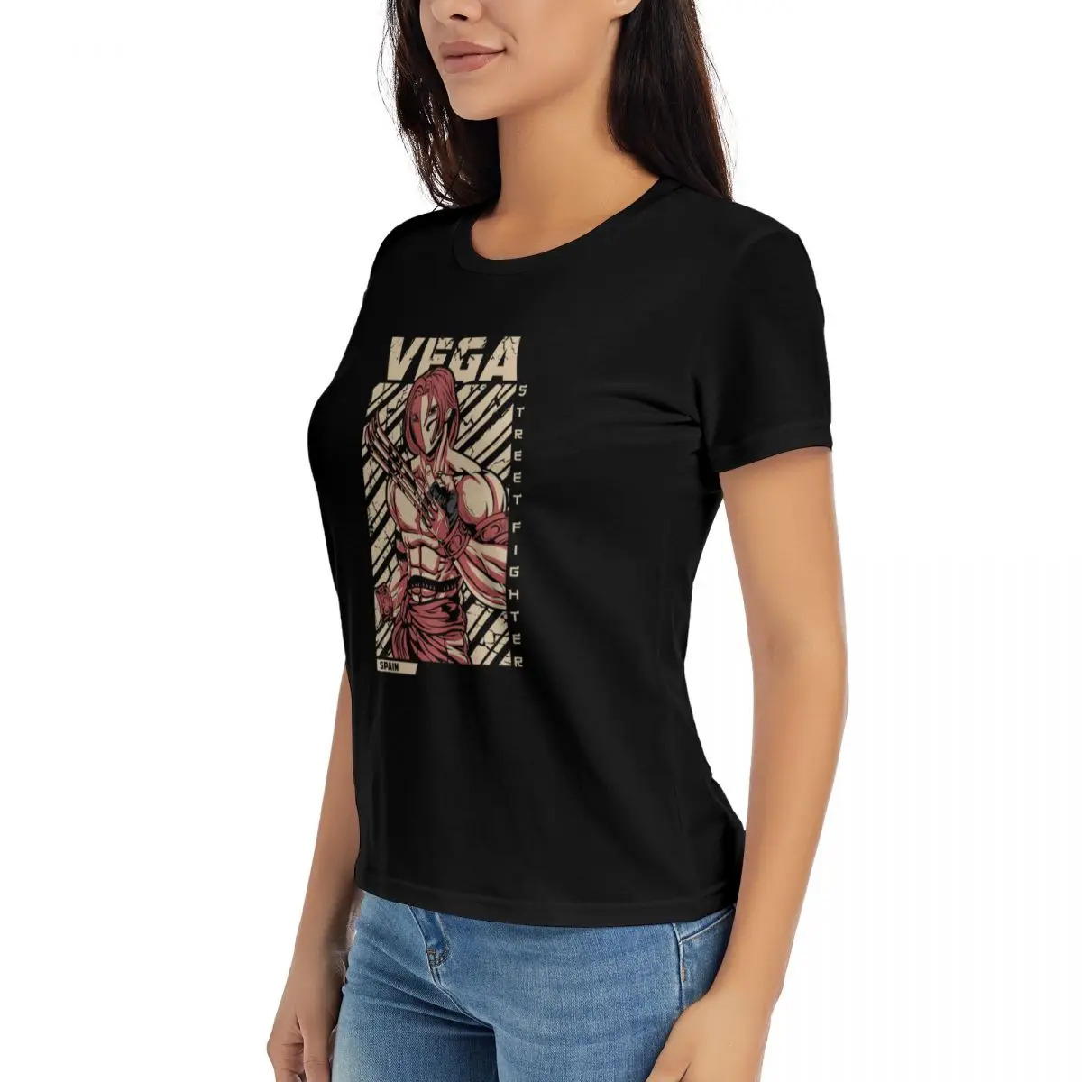 Vega Street Fighter Camiseta de algodón para mujer y niña, camisetas de manga corta con cuello redondo, Tops