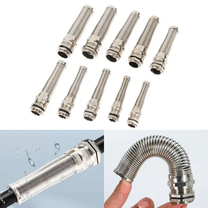 IP68 Electrical Waterproof Strain Relief Anti-Bending Nickel-Plated Brass Cable Gland Connector Nylon Metal Cord Grips