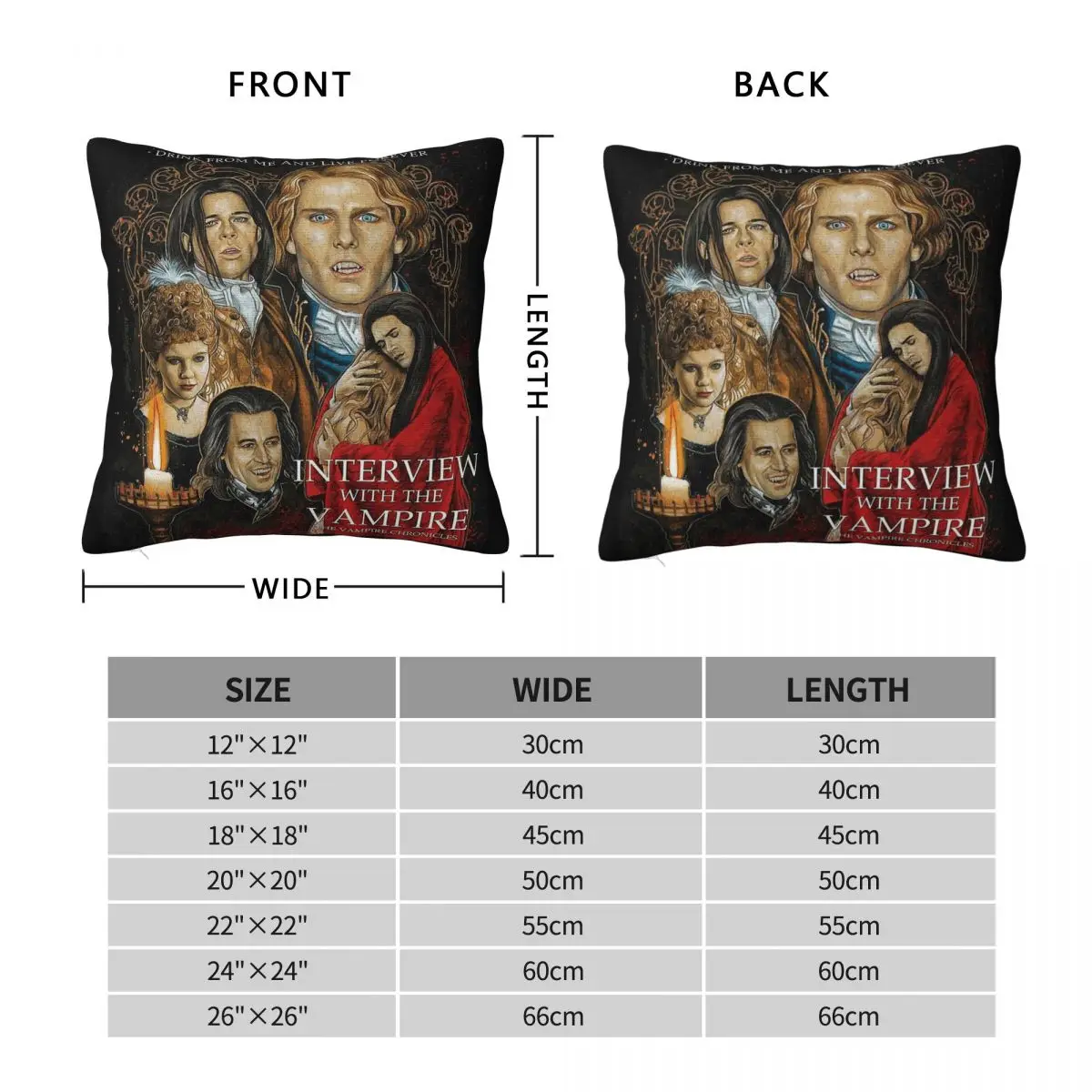 Interview With The Vampire Tribute Square Pillowcase Polyester Linen Velvet Pattern Decor Pillow Case Room Cushion Case 45x45