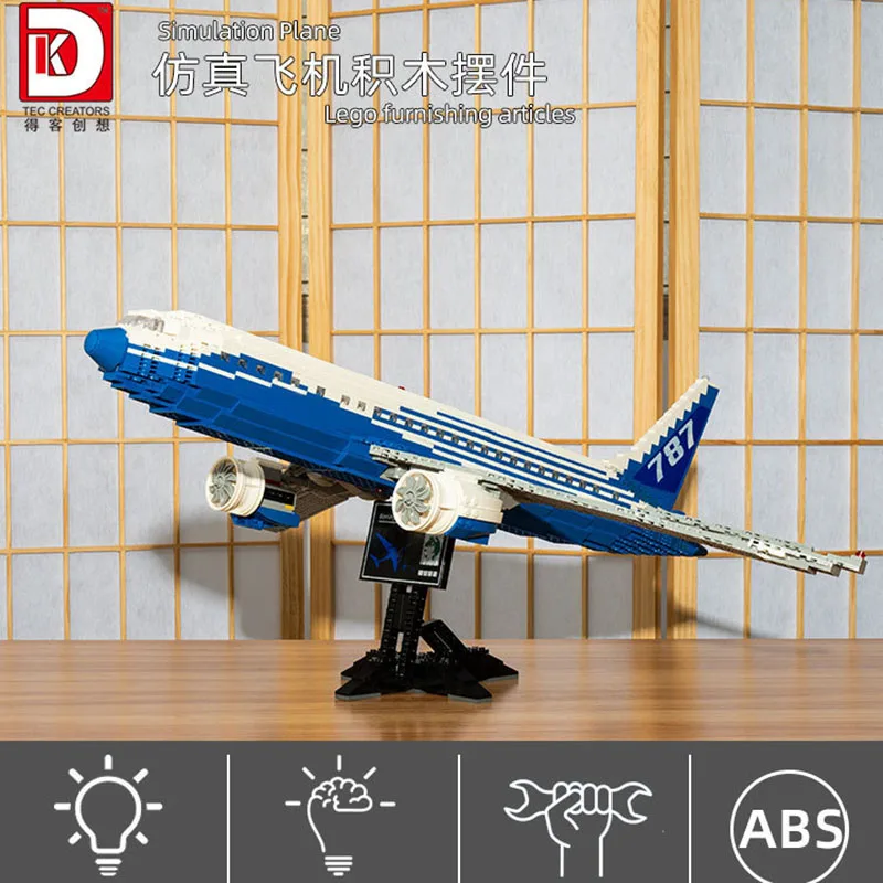 DK 80009 Boeing Aircraft Model Air Transport Series DIY Small Particle Toys Building Blocks Boys Gift 1353Pcs