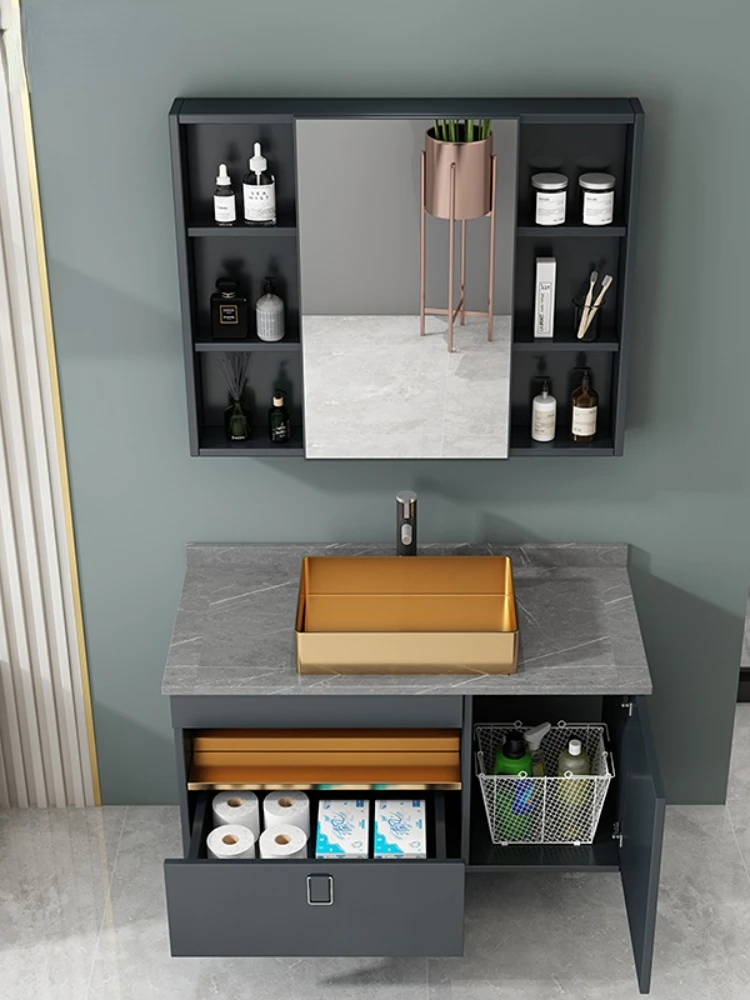 

Bathroom Cabinet Stainless Steel Basin Modern Bathroom Table Wash Face Wash Basin Cabinet Combination