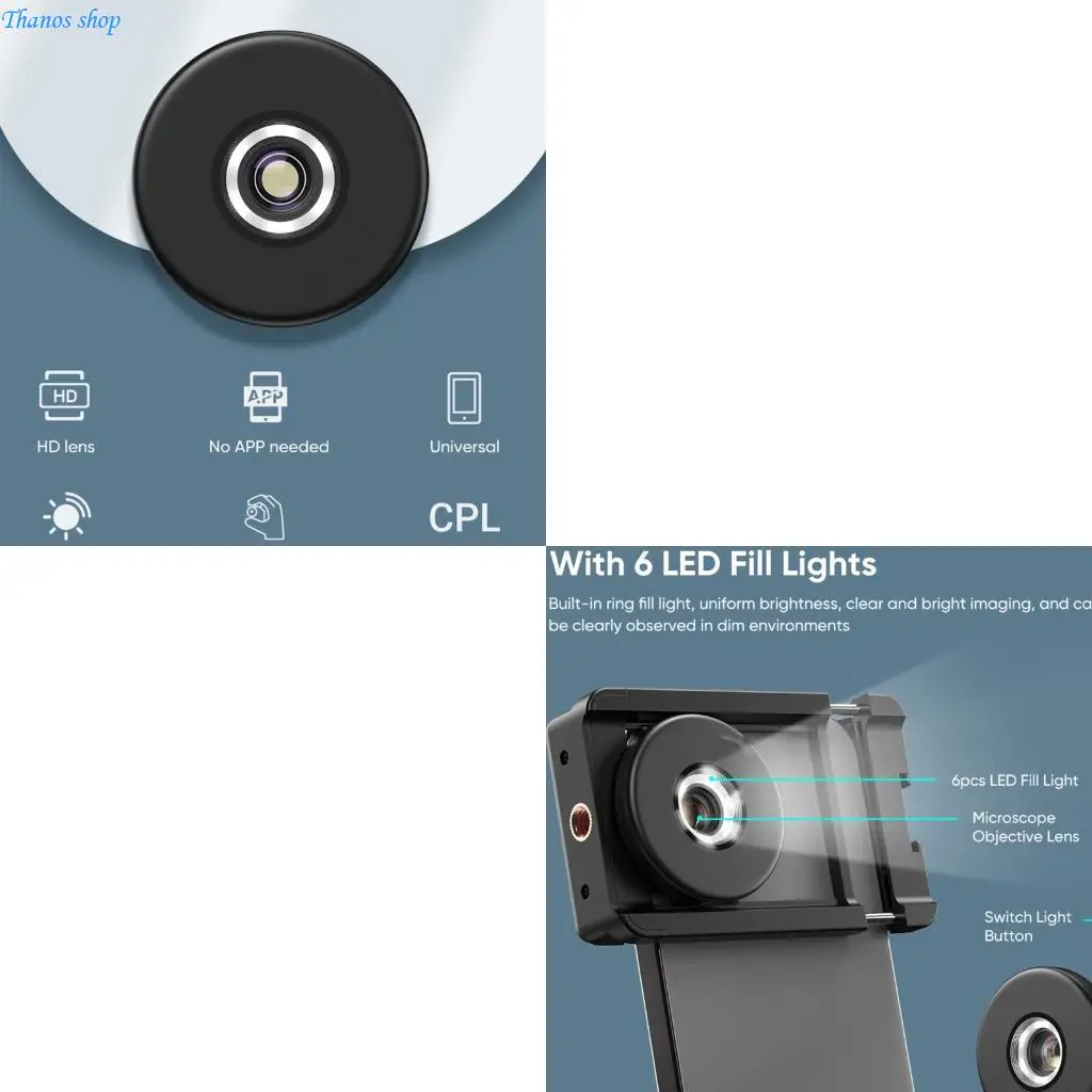 

100X Digital Microscope Lens for Phone Series Microscope with Fill Light Filter X37A
