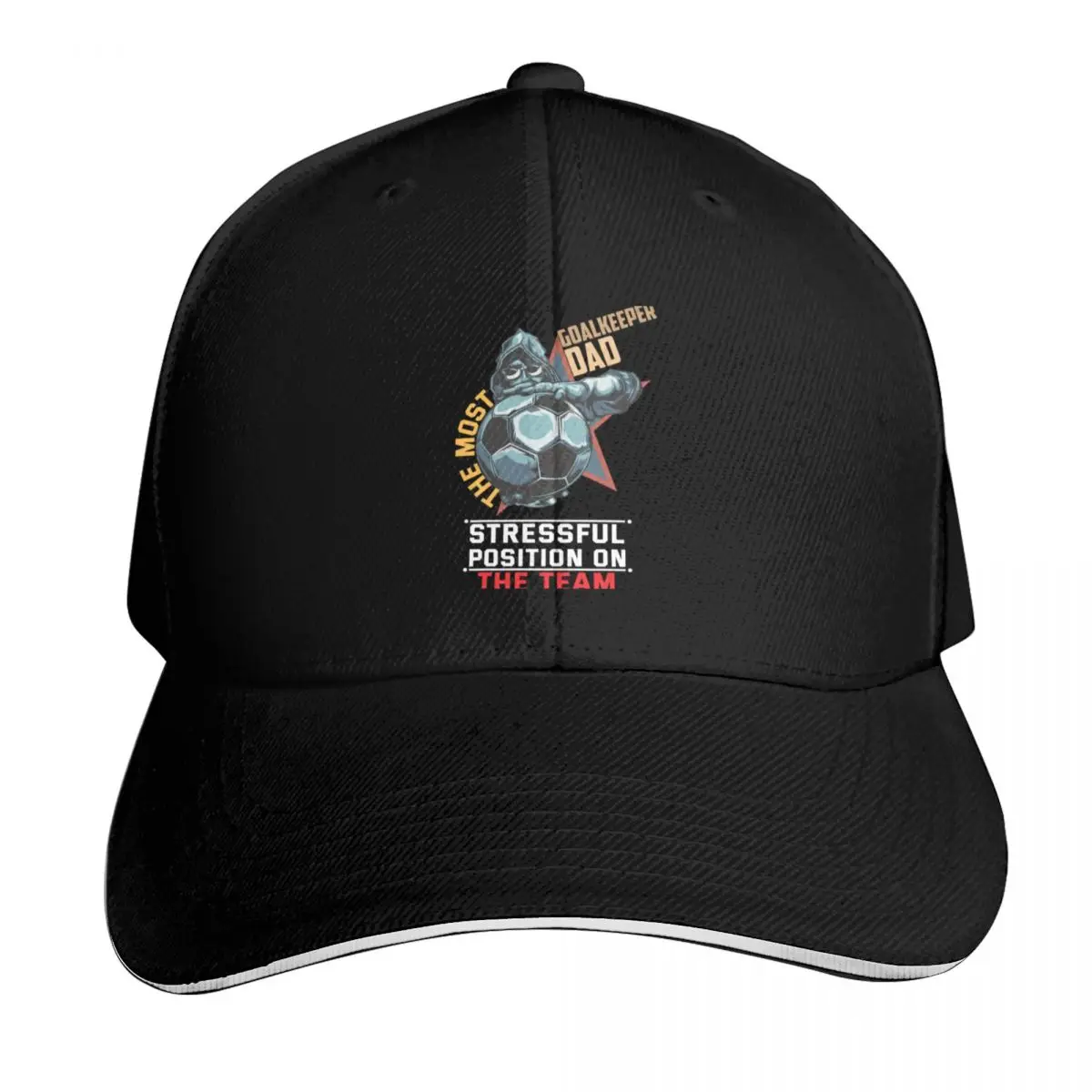 Vintage Goal Keeper Dad The most Stressful position on the team Typography Baseball Cap Men Women Casual Summer Sport Sun Cap