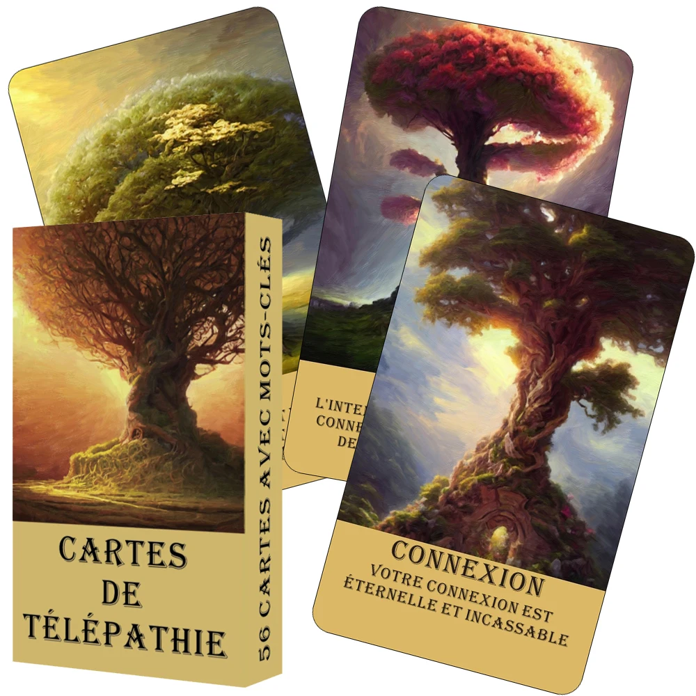 French Oracle Cards, Telepathy Oracle Deck, Mysterious Forest Tarot Cards, Tree Taro, French Prophecy Cards, Beautiful Deck