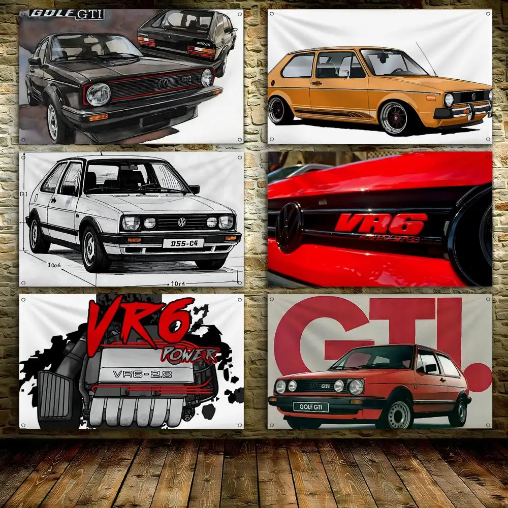 Golf G-GTI & VR6 V Car Flags Custom Wall Hanging Background Art Banner For Bedroom Home Living Room Outdoor Decor