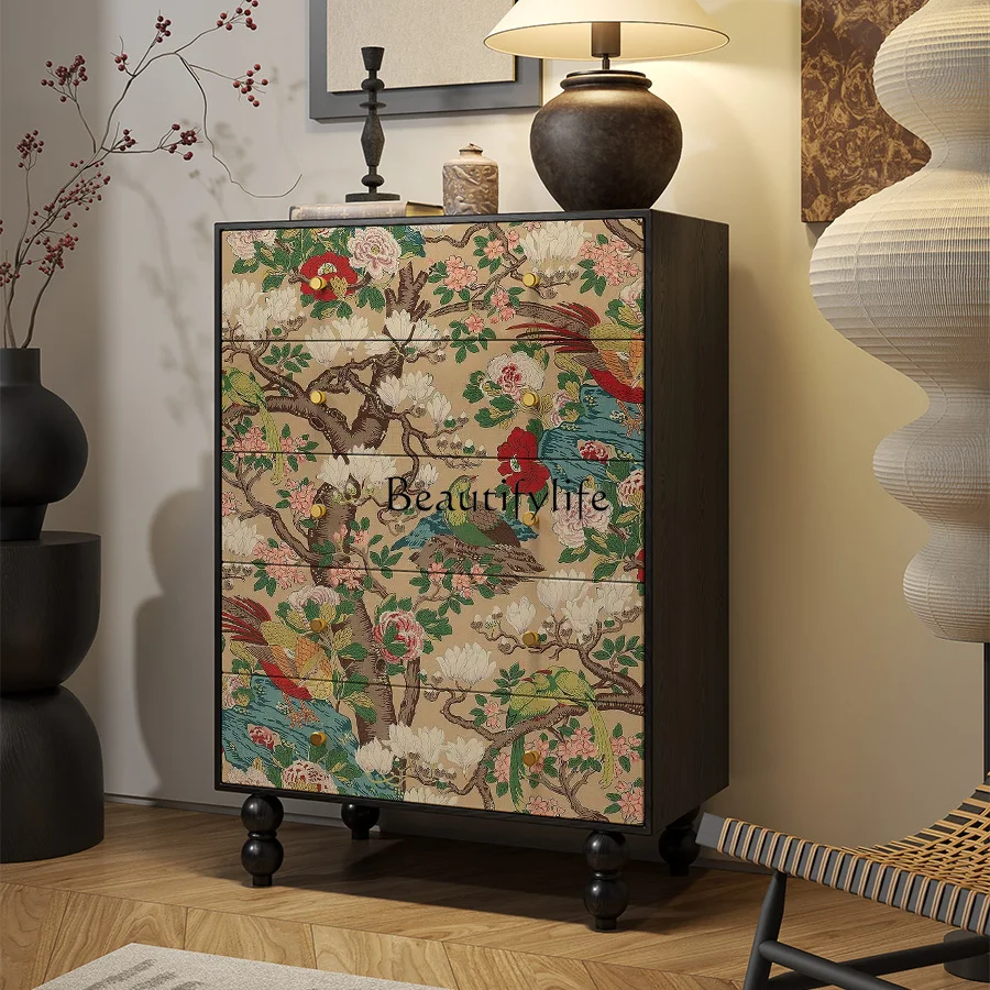 

New Chinese chest of drawers Solid wood antique entrance retro locker