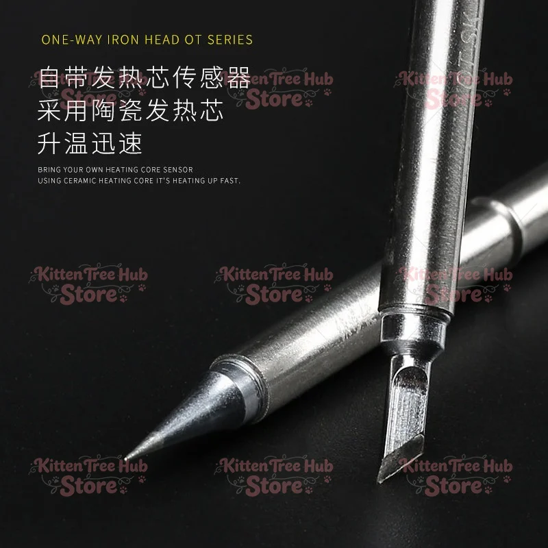 T12 Soldering Iron Tips & Heating Core, Knife Pointed Bent Tips for Mobile Phone Repair & Jumper Wire