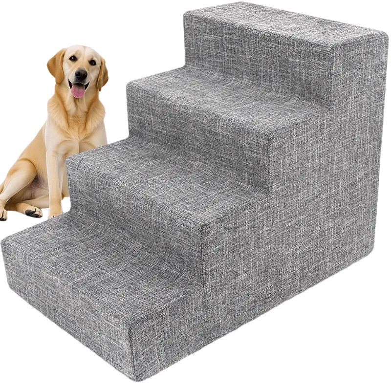 Scale per cani e gatti: gradini ortopedici a 4 gradini con schiuma di supporto articolare - Altezza 18", senza montaggio, design antiscivolo strutturato