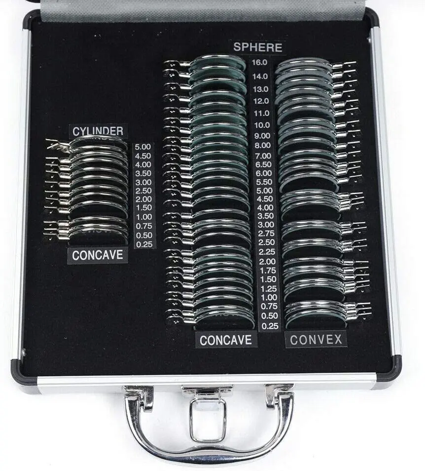 Optical Trial Lens Set Ophthalmic Kit Optometry Eye Testing Box Metal Rim TLS-68