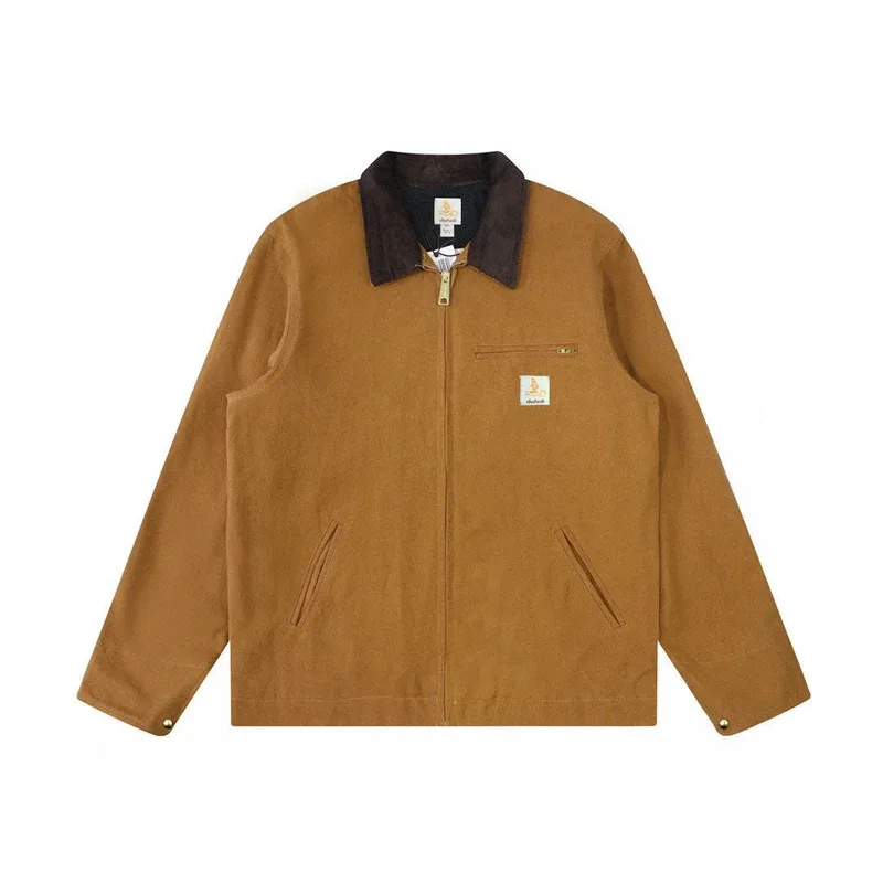 

Simple Maillard Splicing Vintage High-End Feel Versatile Thin Spring Autumn Base Turtle Jacket Men Casual Scene Suitable