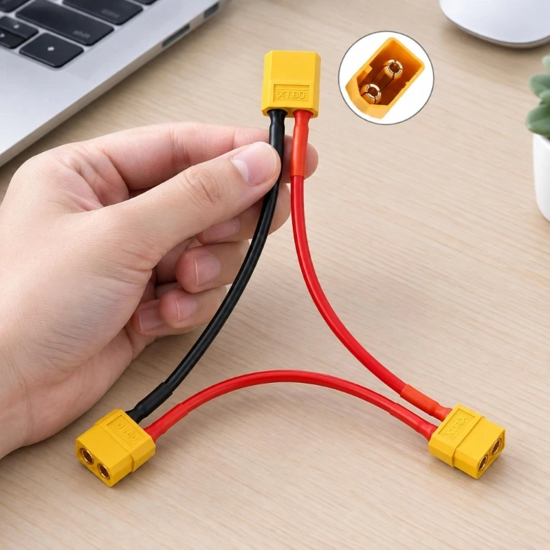 One-to-Two XT60h Battery Splitter Cable Set for Branching Power Lines in Radio-Control Models and Electronics DIY Wiring 896C