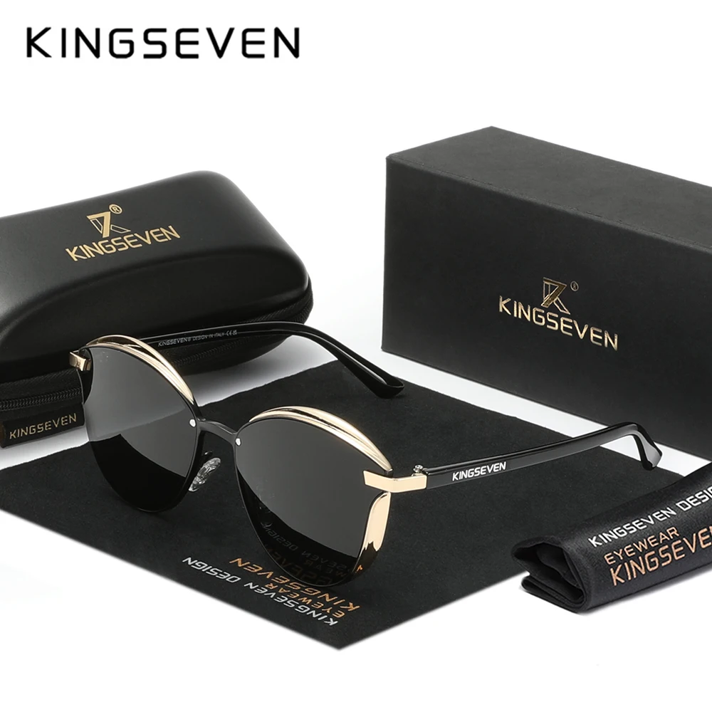 

KINGSEVEN Trend Роскошные женские очки «кошачий глаз» Поляризованные солнцезащитные очки с линзами UV400 для женских очков для путешествий