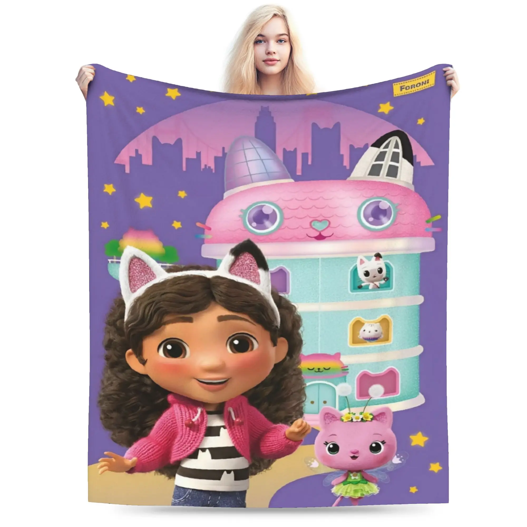 Super Warm Blanket Children Camping Gabbysed dollhouses Throw Blanket  Flannel Bedspread For Home Decor Funny Sofa Bed Cover