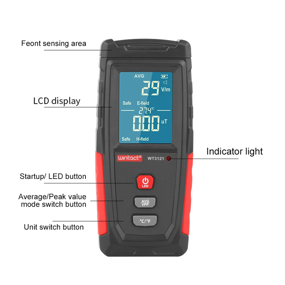 Handheld Portable Counter Electric Field EMF Meter Detector Electromagnetic Radiation Tester Radiation Dosimeter Monitor Tester