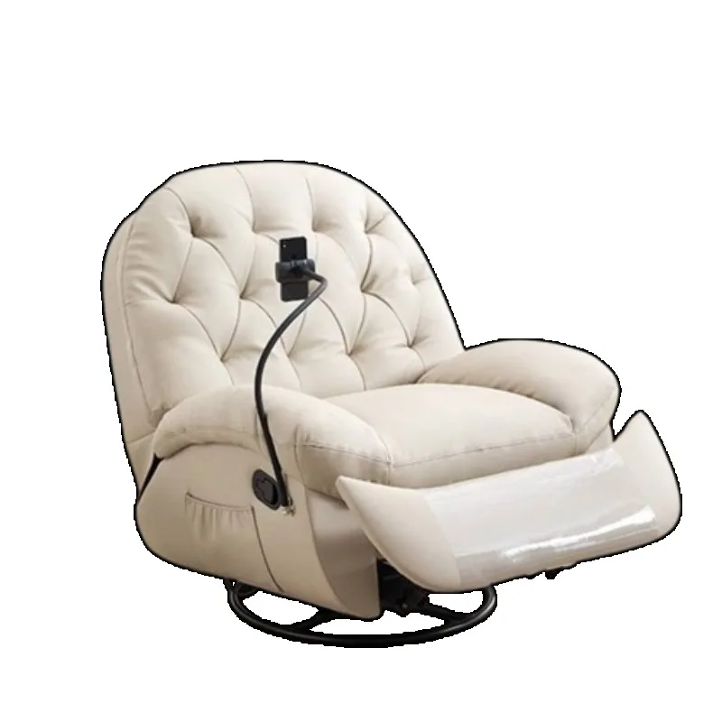 โซฟาปรับเอนไฟฟ้าขนาดเล็กสีเบจ โซฟาปรับเอนไฟฟ้ามัลติฟังก์ชั่นสไตล์มินิมอล โซฟาปรับเอนไฟฟ้าพร้อมระบบนวด เฟอร์นิเจอร์หรูหราสำหรับห้องนั่งเล่น