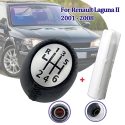 Perilla de palanca de cambios de cuero para coche Renault, palanca de cambio de marchas de 6 velocidades con adaptador de manillar para Renault Laguna II 2001 - 2006 2007 2008