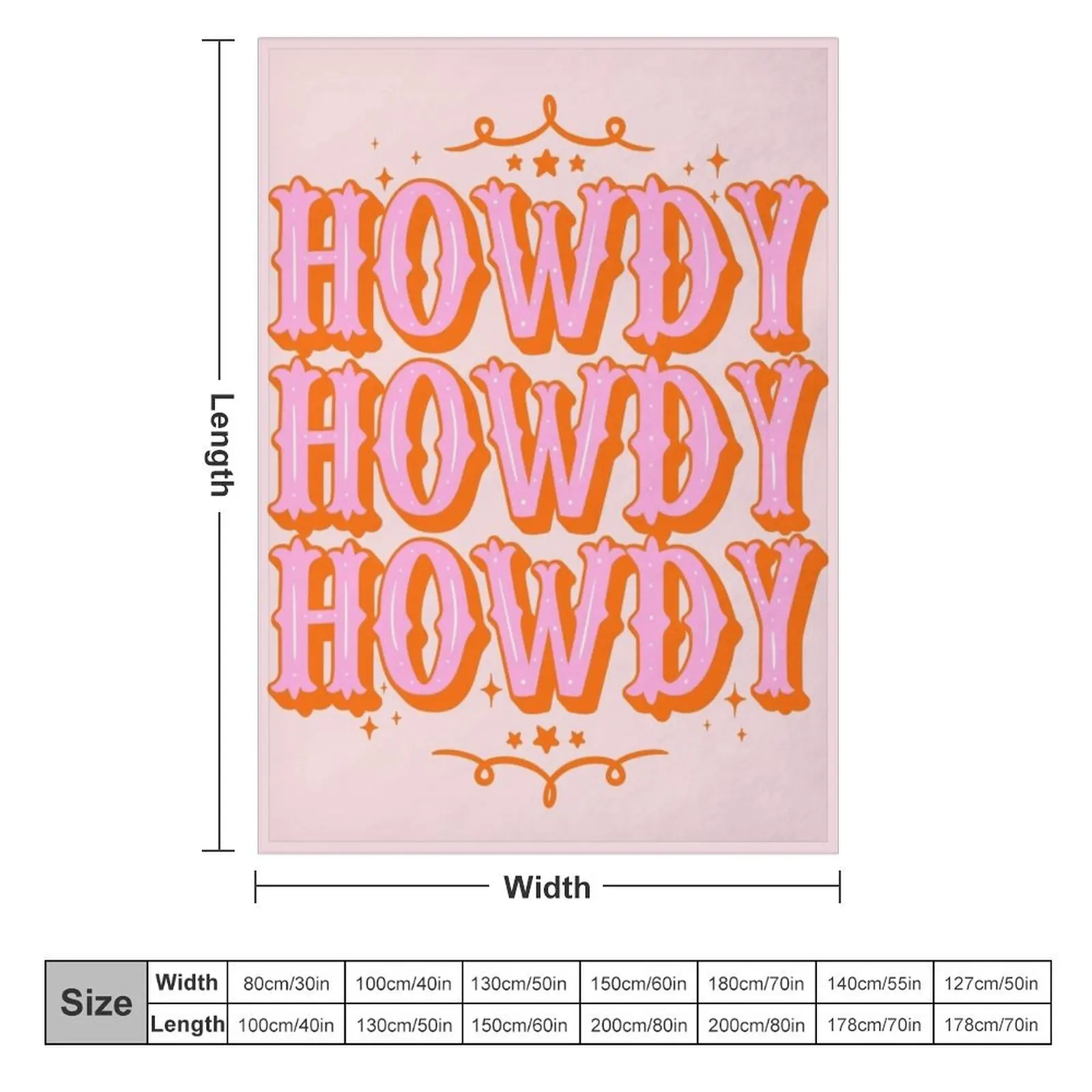 HOWDY HOWDY HOWDY YALL | Simple Type With Minimalist Ornament Space Cowgirl Orange Pink Background Throw Blanket Baby Blankets