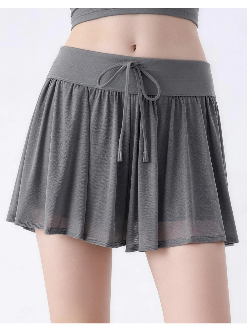 Sports Tennis Skirt Anti Glare Lightweight Breathable Sun Protection Running Badminton Skirt Pants Fitness Short Gauze Skirt