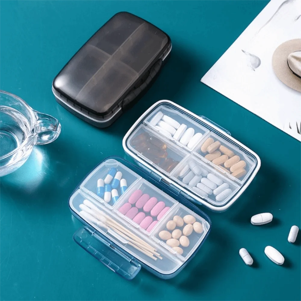 8 Compartments Weekly Pill Case Moisture-proof Waterproof Travel Pill Organizer Detachable Double-layered
