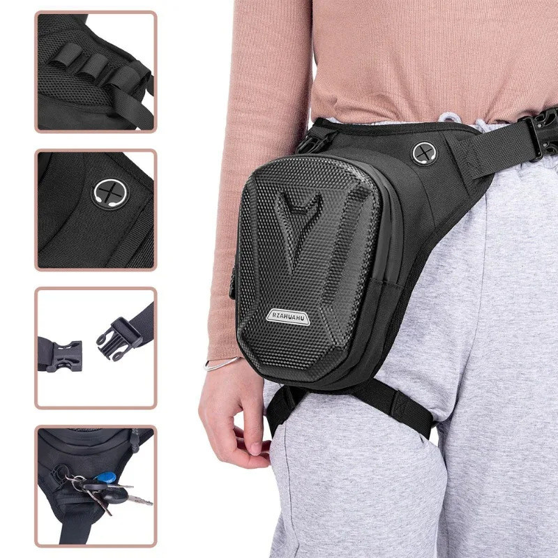 Men's Motorcycle Riding Leg Bag Black Portable Tactical Waist Bag Outdoor Waterproof Messenger Bag Mobile Phone Tissue Wallet