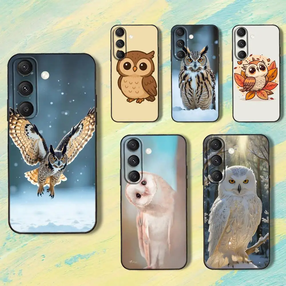 C-Cute O-Owl Custodia per telefono colorata BBird per Samsung S25, S24, S10, S22, S21, S20, S23, Ultra, Plus, Lite, FE, Cover morbida in silicone nero