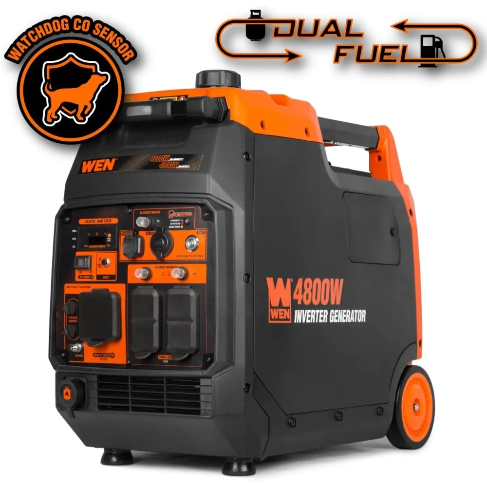 Quiet Lightweight 4800W Dual Fuel RV Ready Electric Start Portable Inverter Generator CO Watchdog