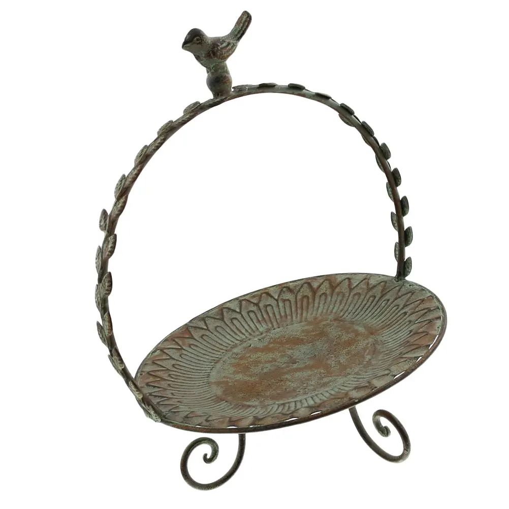 

1pc Retro Wrought Iron Decorative Plate Storage Tray for Dessert Fruit Snacks Versatile Home Display Tray Handle Kitchen Bar