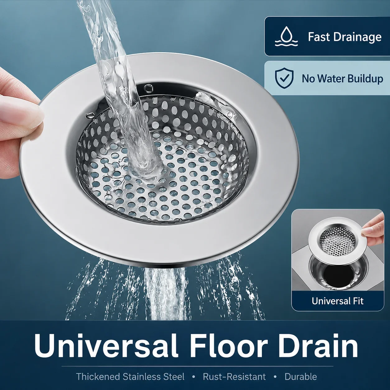 Stainless Steel Shower Drain Hair Catcher Universal Round Floor Drain Filter Anti-Clogging Metal Mesh Bathroom