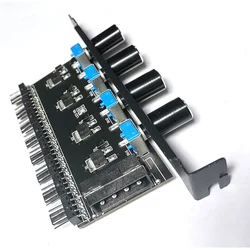 PC 8 Channels Fan Hub 4 Knob Cooling Fan Speed Controller for CPU Case HDD VGA PWM Fan PCI Bracket 12V Fan Control Power Supply