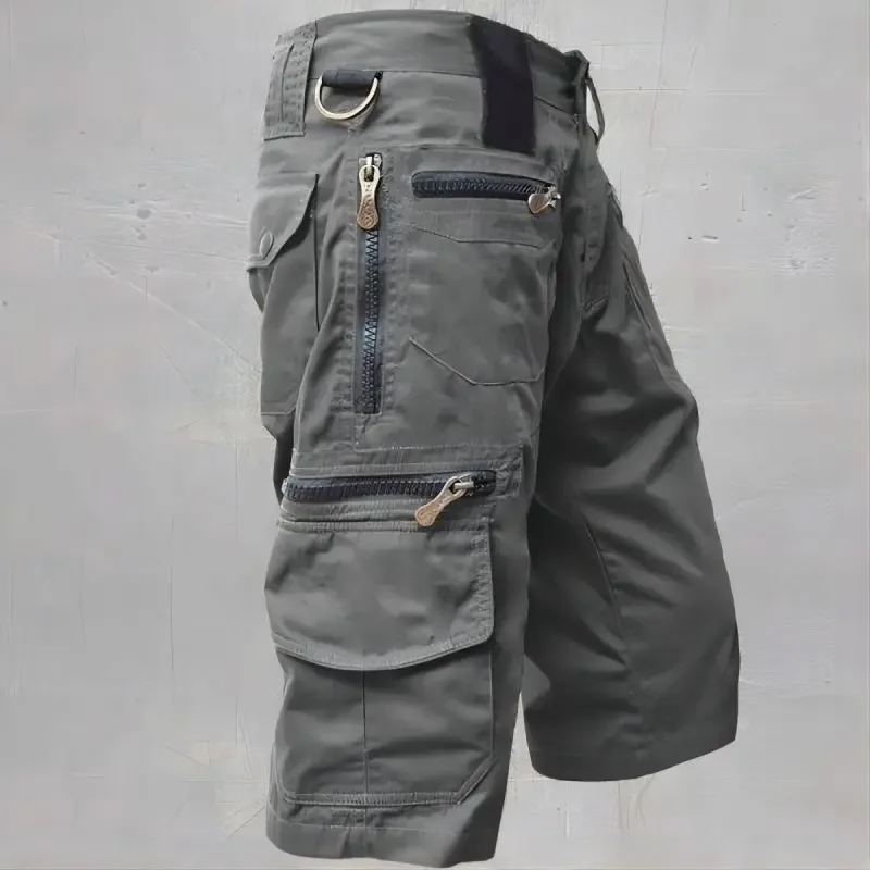 New Summer cotton casual cargo shorts men's trend all matching plus-size simple fashion loose seven-point pants Straight pants