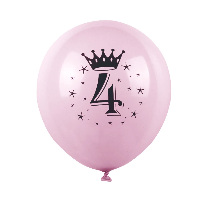 어린이 생일 핑크 풍선, 크라운 번호 1, 2, 3, 4, 5, 6, 7, 8, 9 세, 소년 소녀 생일 파티 장식 풍선, 10 개