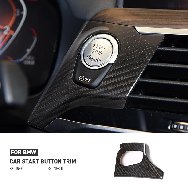 

Настоящее сухое углеродное волокно, запуск двигателя автомобиля, одна кнопка запуска, декоративная рамка, накладка для BMW X3 X4 G01 G02 2018-2021