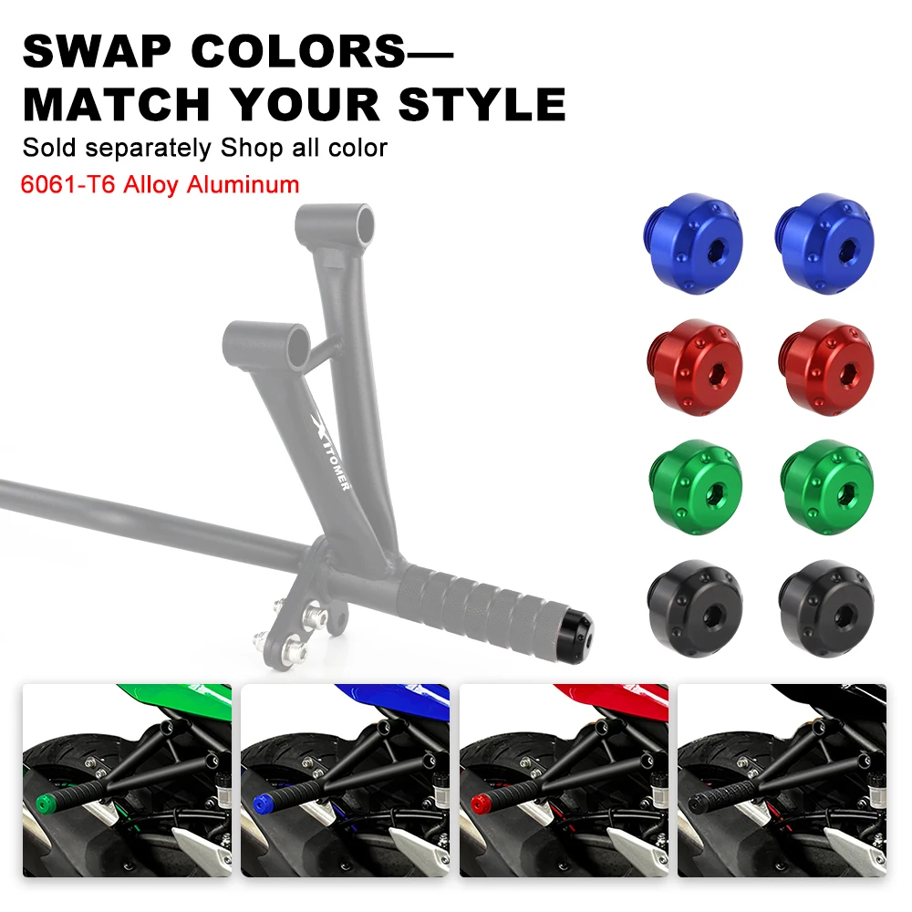 مساند قدم خلفية وحيلة الساعة 12 لـ Kawasaki ZX-4RR & ZX4R 2023 2024 2025 قفص فرعي للدراجة النارية مع قفص فرعي وحلقة كشط