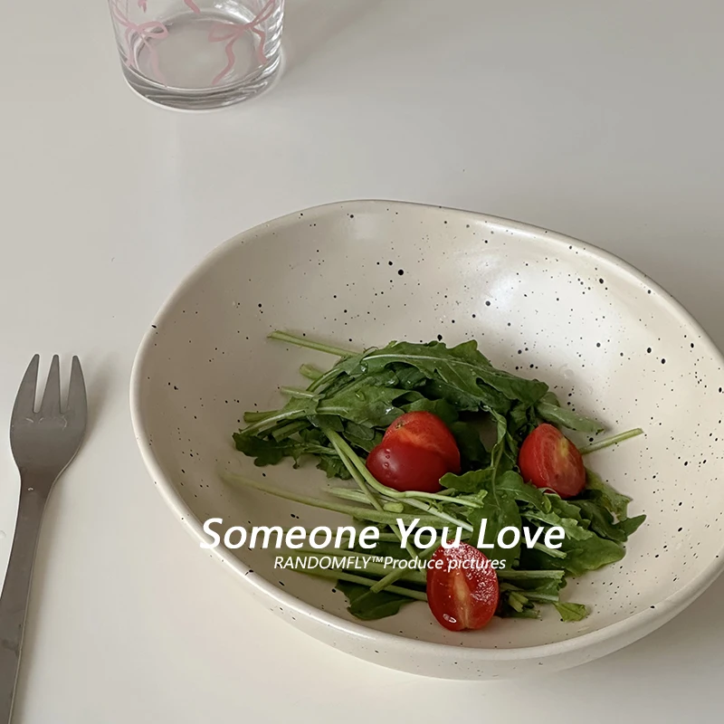 

Ins Ретро Splash Ink Dinnier Bowl Нерегулярные подглазурные цвета Лапша Лямань Посуда Бытовые универсальные миски для овощного салата