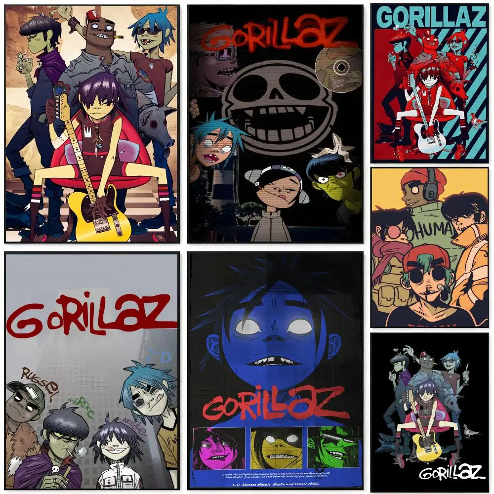 Band Rock G-Gorillaz Poster HD Waterproof Self-Adhesive Wall Art – Multi-Scene Use, Top Gift Pick