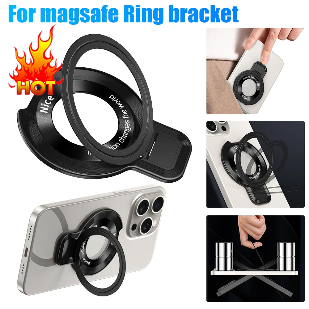 Magnetic Phone Ring Holder Adjustable Strong Magnet Phone Grip Stand Holder 100° Rotation Magnetic Kickstand for iPhone 15