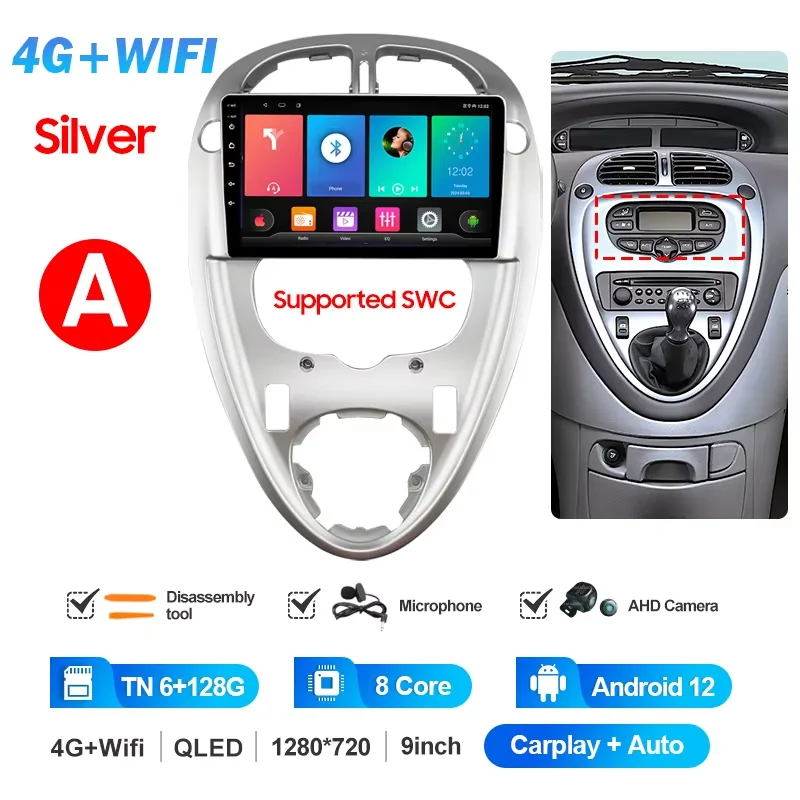 QSZN 2 Din Autoradio Voor Citroen Xsara Picasso 1999-2010 WiFi + 4G Multimedia Video Player Stereo GPS Navigatie Draadloze Carplay