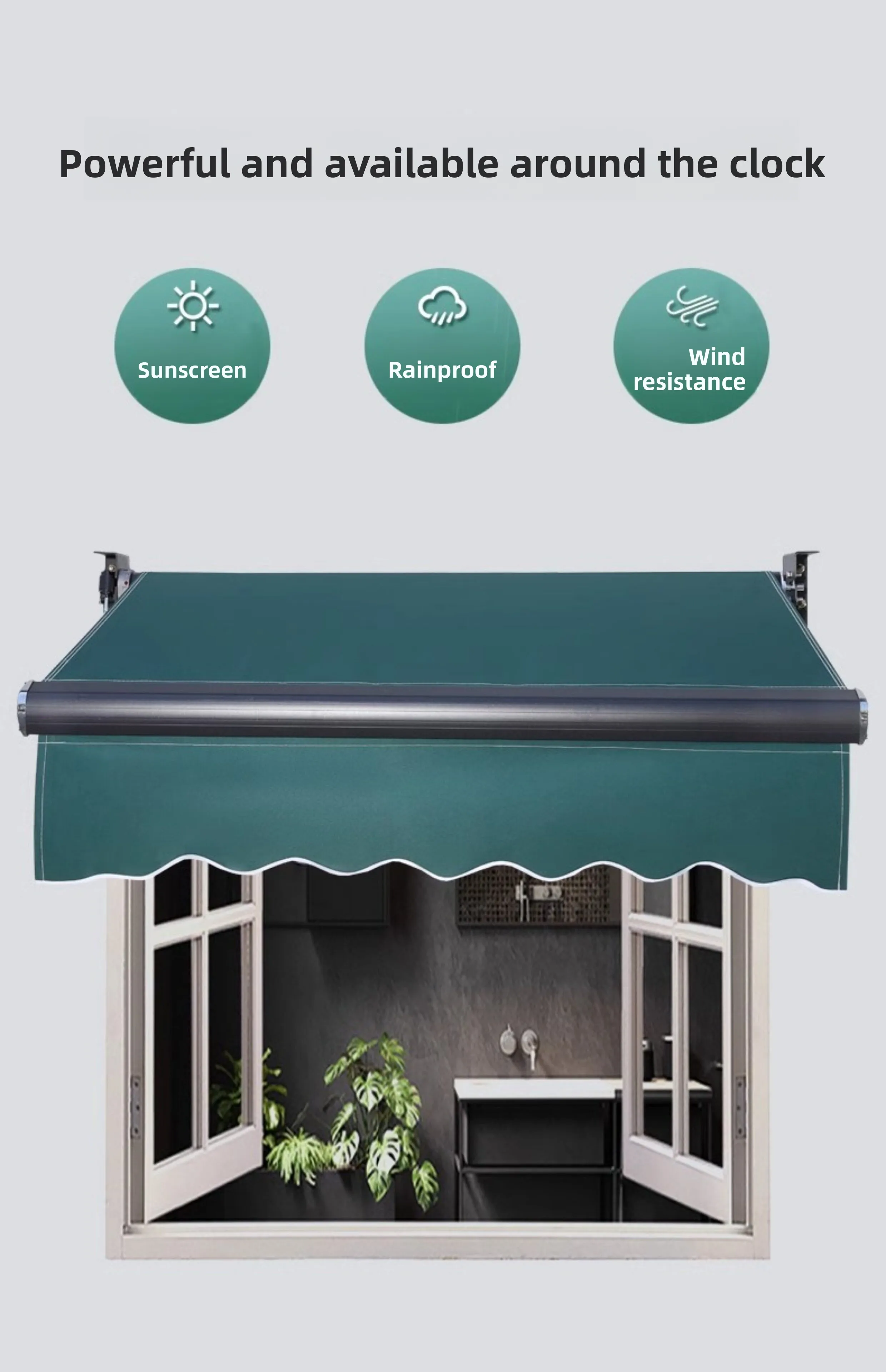 Retractable Folding Manual Electric Awning Aluminum Alloy Balcony Outdoor Tarpaulin Courtyard Frontage Rain Shelter Canopy