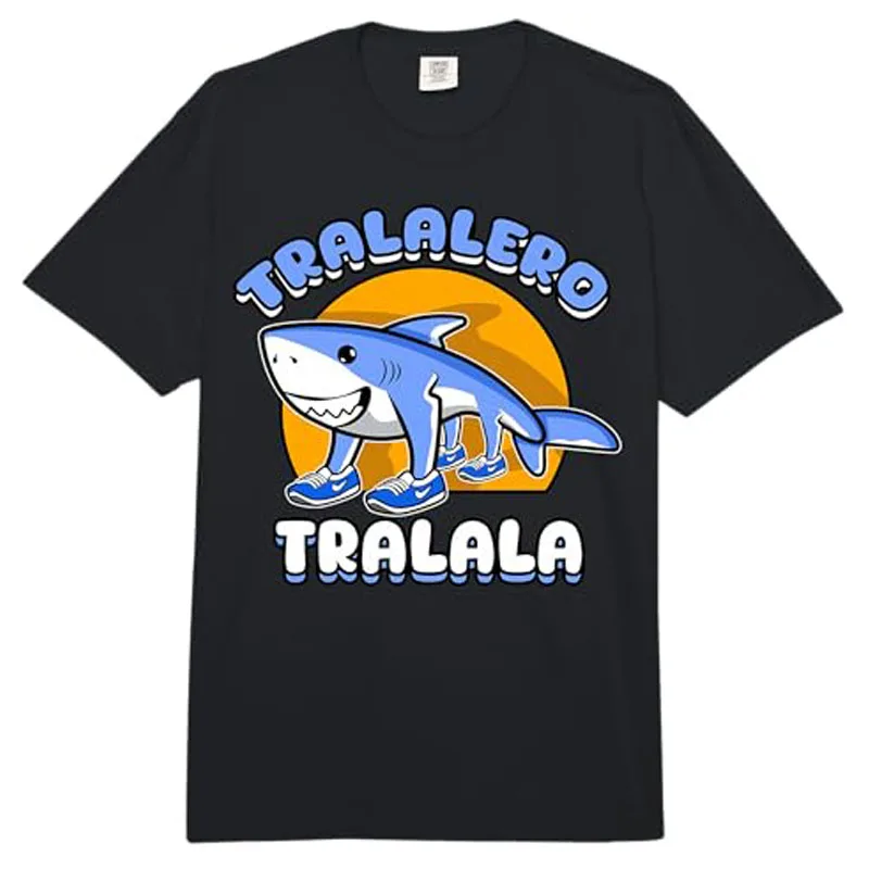 Lustiges Y2k Hai Tralalero Tralala Trendiges Italienisches Brainrot Meme Komfortables Erwachsenen Unisex T-Shirt Niedliche Streetwear Kleidung Neuartiges Geschenk – Detail 5