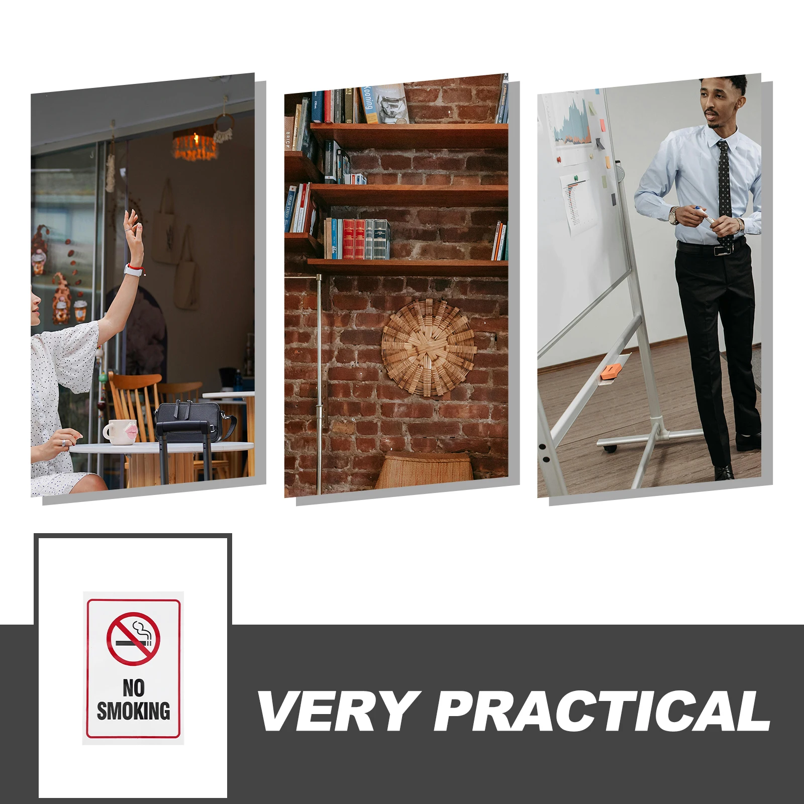 

No Smoking Warning Sign Non-Adhesive Caution Signs for Business Home Outdoor Aluminum Traffic Safety Reflective Stickers