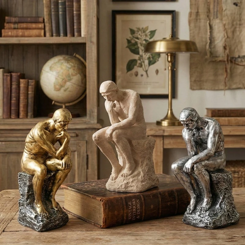 Minimalist Philosopher Statue - Resin Sandstone Veneer Office Decoration, A Mindfulness Gift for Philosophy Enthusiasts