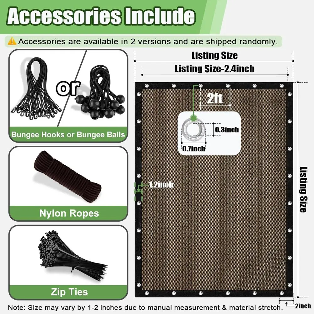 90% 차광 야외 차양막, 6피트 x 12피트 그로밋이 있는 퍼골라 커버, 파티오 및 정원용 프라이버시 스크린, 모카색
