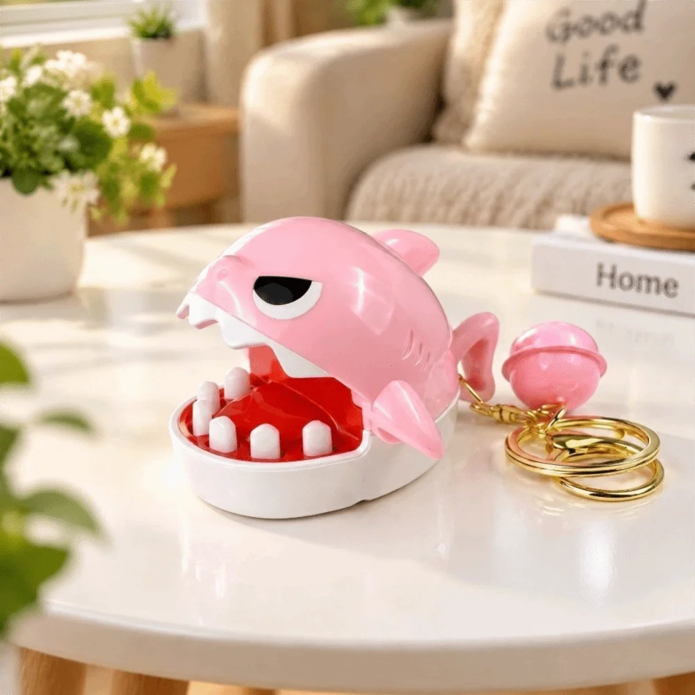 Cartoon Shark Keychain Various Colors Small Shark Keyring Creative Biteable Finger-Biting Keychain Gifts for Adults